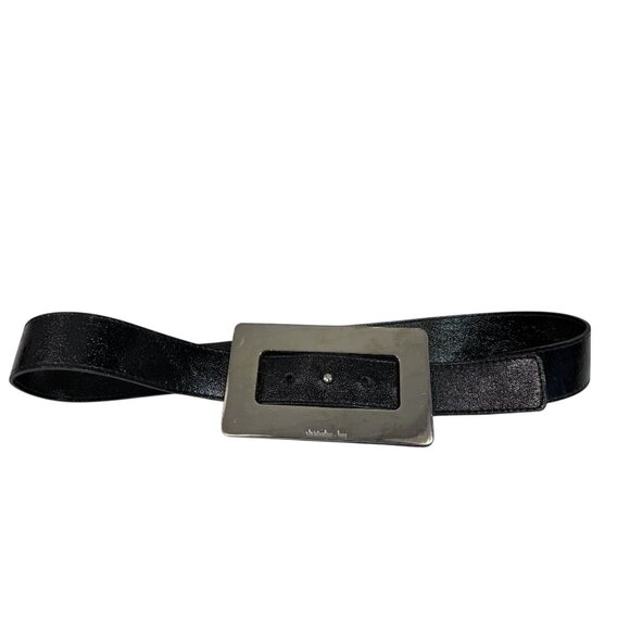 Christopher Kon Statement Belt Black Patent Leather & Large Silver Buckle Size M main image 4